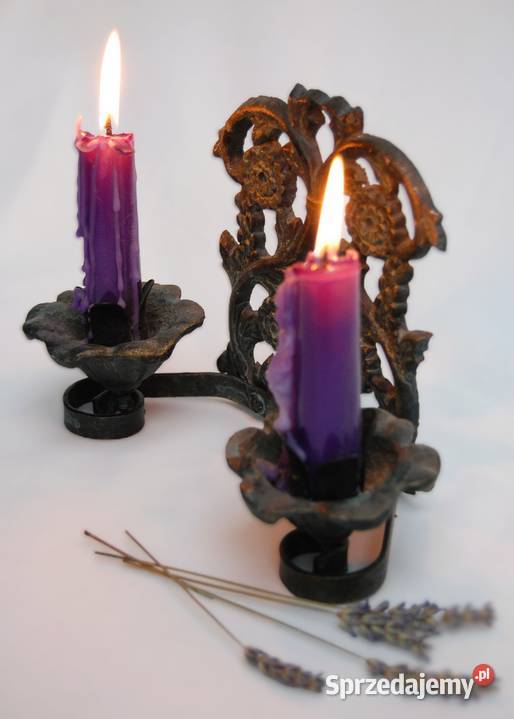 Świecznik żeliwny metalowy patynowany Lublin