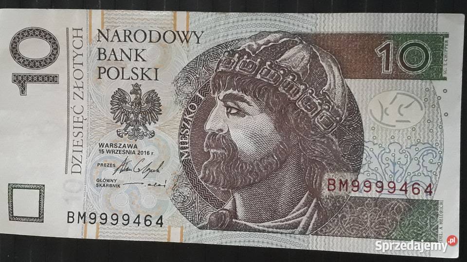 10 złotych Mieszko I 2016 r numer 9999 Konin