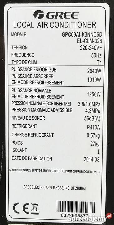 Przenośny Klimatyzator Klimatyzacja przenośna małopolskie sprzedam