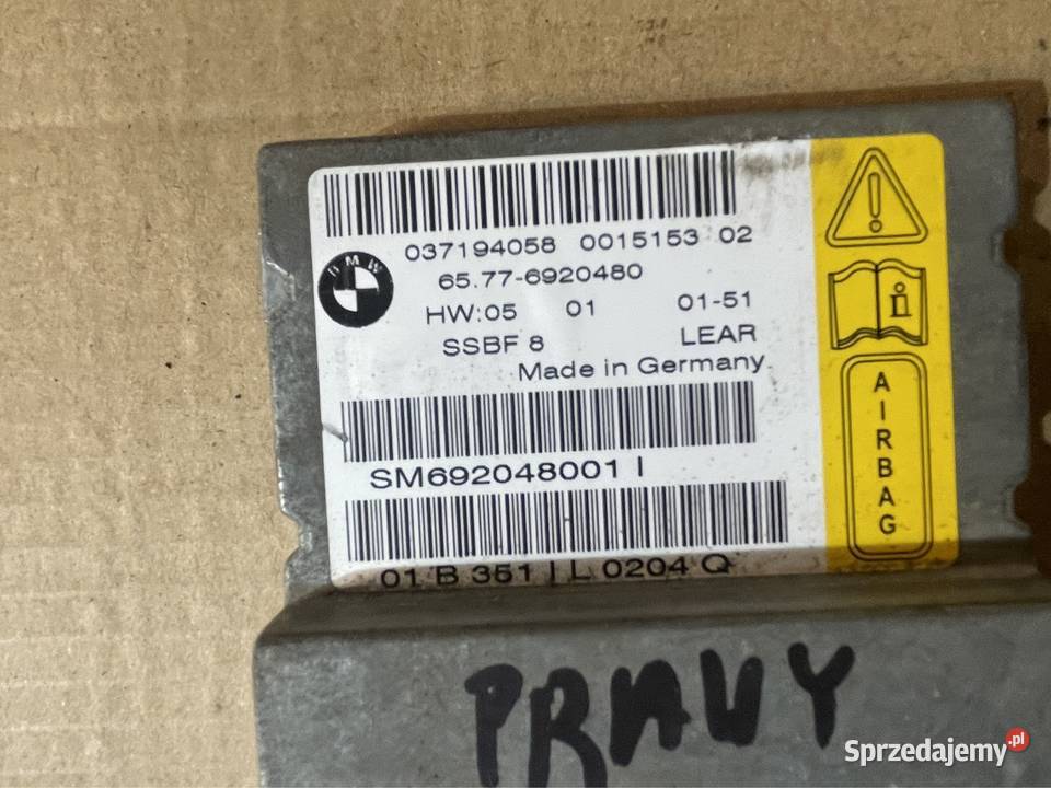 Sensor airbag przód prawy 6920480 bmw 7 e65 e66 Szczecin
