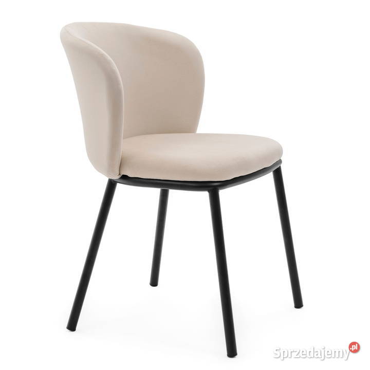 Jasnobeżowe Krzesło Tapicerowane Bari Wysyłka 54cm Tarchały Małe