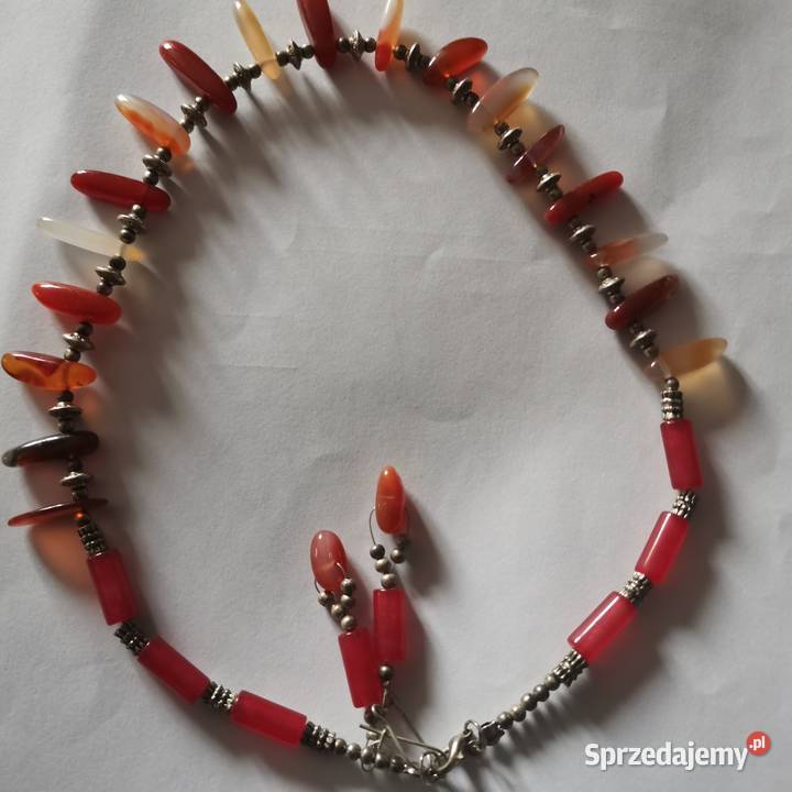 Naszyjnik kolczyki agaty bali posrebrzane Naszyjniki Częstochowa