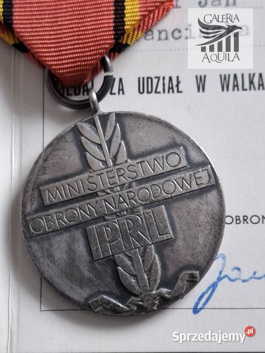 Medal udział w Walkach o Berlin dokument podpis