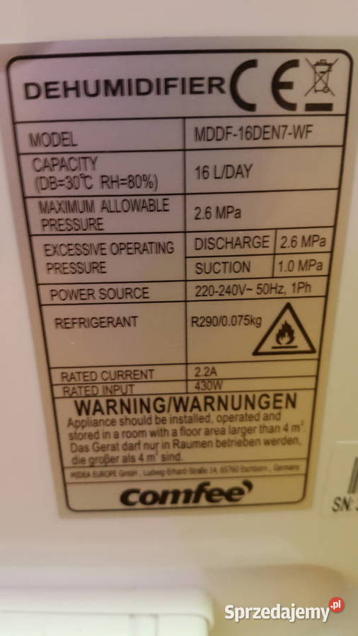 Osuszacz powietrza Comfee MDDF16DEN7WF WIFI Poznań