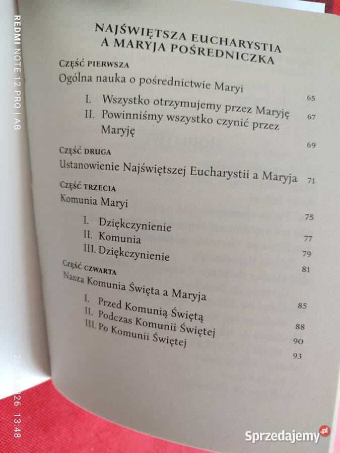 Tajemnica Maryi Najświętsza Eucharystia Grignion śląskie sprzedam