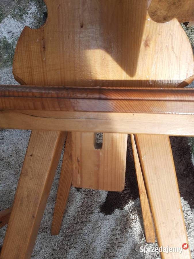 Krzesla drewniane góralskie ludowe z prl 39cm Trzebinia sprzedam
