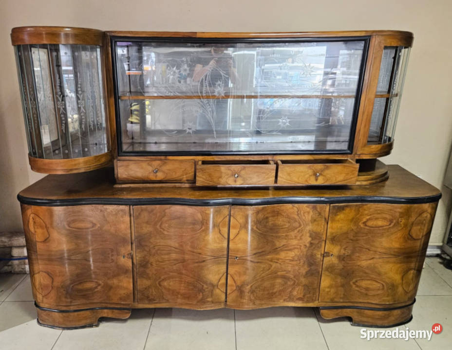Piękny duży kredens stara komoda witryna z Pszczyna