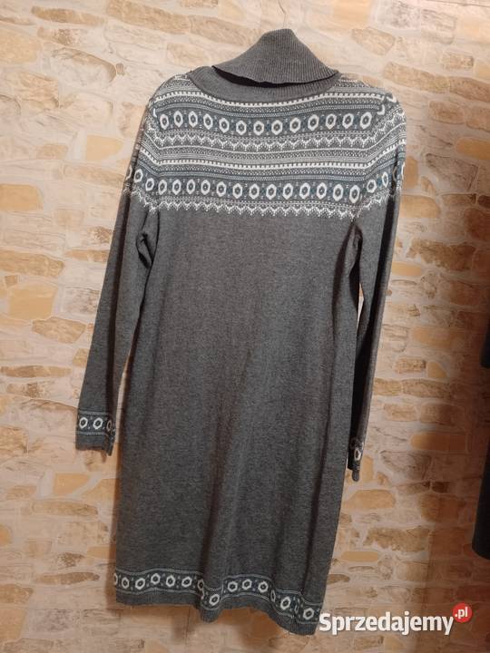 2XL3XL 4446 Szara sukienka zimowa z golfem z
