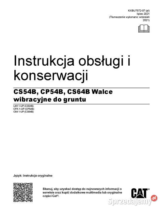 Instrukcja obsługi DTR Walec CATERPILLAR CS54B