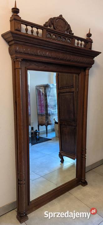 Piękne dębowe lustro neorenesansowesklep Dąbrowa śląskie Dąbrowa Górnicza