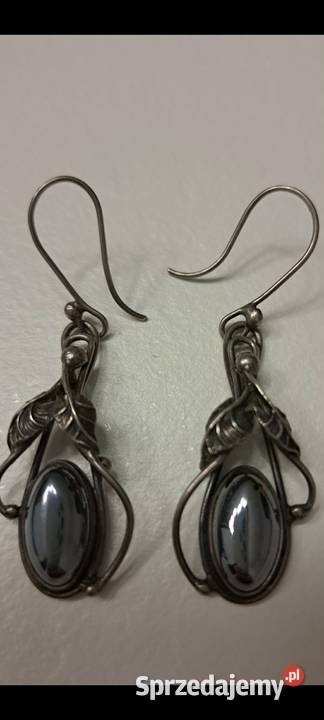 Kolczyki srebrne z hematytem Biżuteria Radom