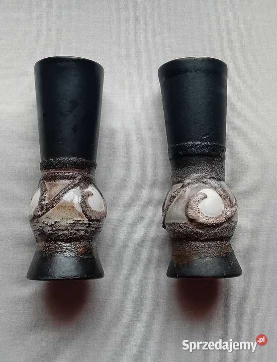 Dwa wazoniki świeczniki Fat Lava Strehla DDR Koźminek