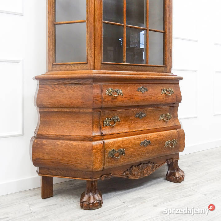 Stylowa Wysoka WITRYNA NeoBarok Drewniana