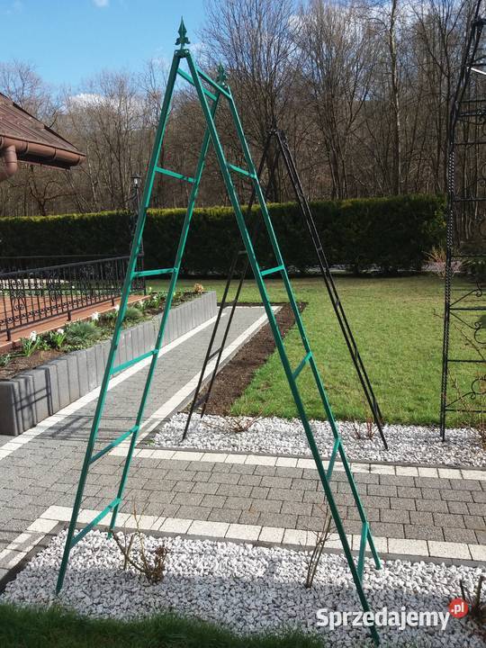 pergola ogrodowa drabinka na pnącza róże kwiaty Trzebunia