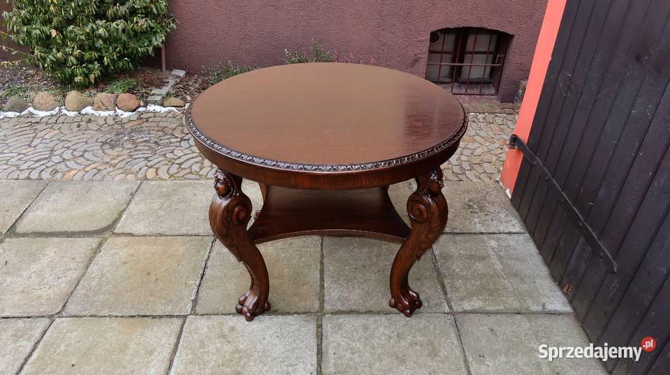 Unikatowy Neorenesansowy Stół Stolik Kawowy Dąb Ziębice