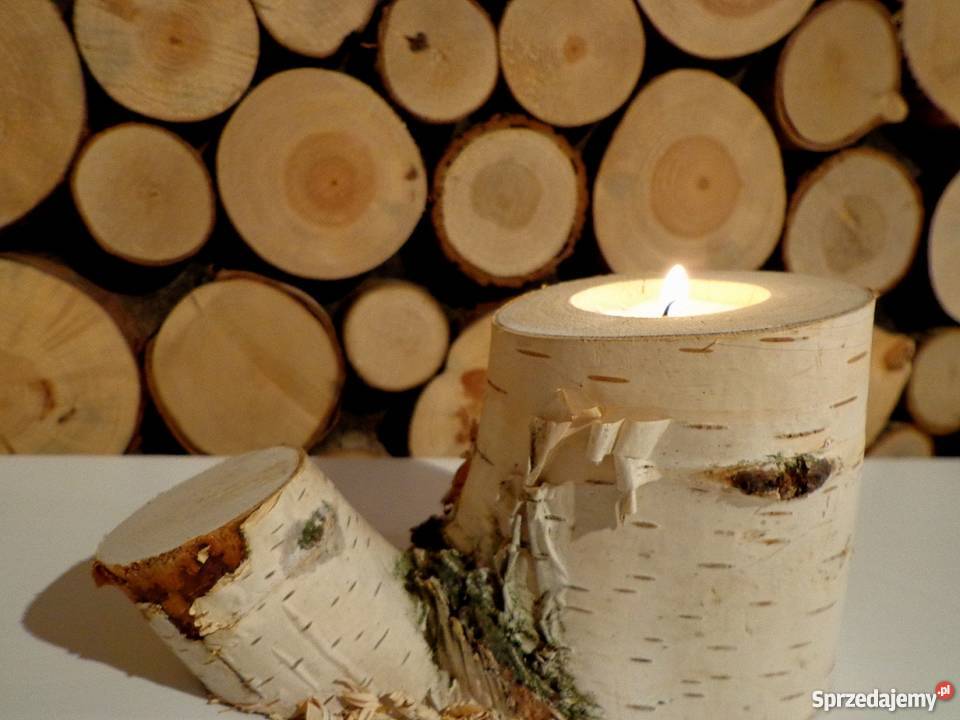 Świecznik brzoza tealight plastry drewniane Rybnik