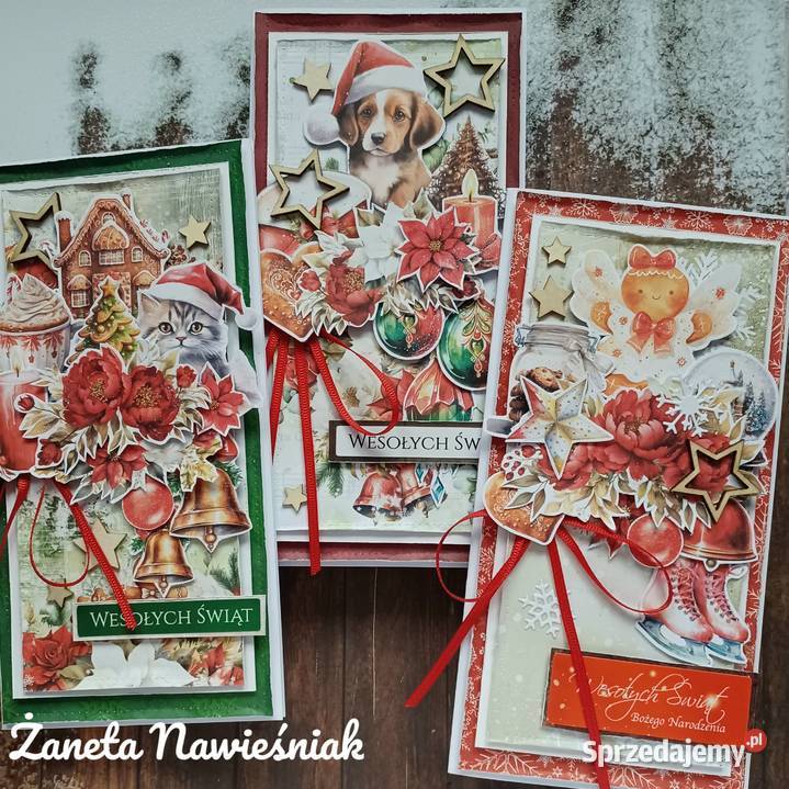 Kartka świąteczna hand made z kopertą Rękodzieło Mszana Dolna