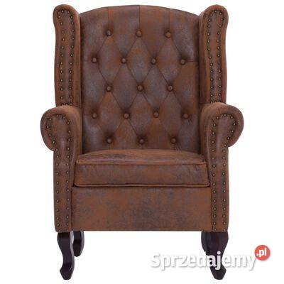 vidaXL Fotel Chesterfield z podnóżkiem brązowy Warszawa