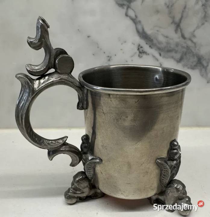 Kubek posrebrzany metalowy z lat PRLu Łódź