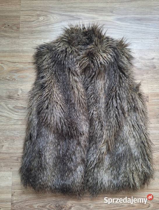 Brązowa kamizelka bezrękawnik futerko damskie HM Kraków