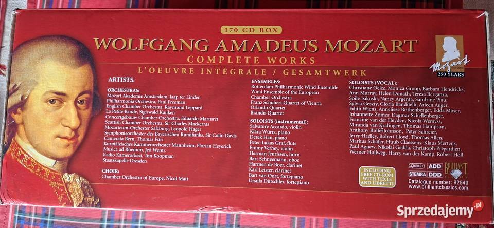 Wolfgang Amadeus Mozart Comlete Works 170 CD box małopolskie Kraków