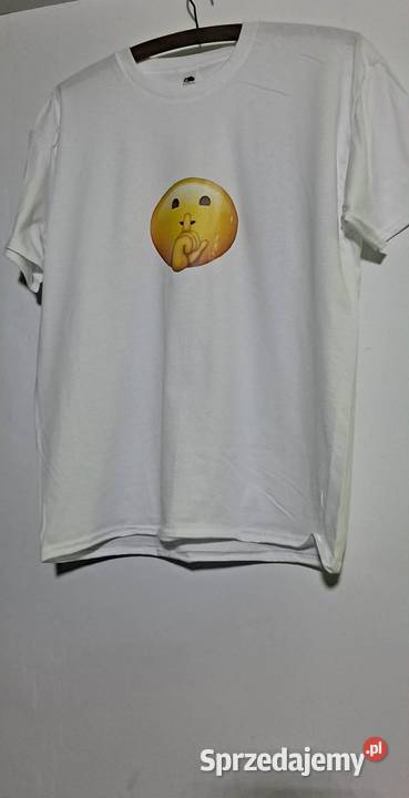 Koszulka z nadrukiem emoji cisza biała M nowa Cyców
