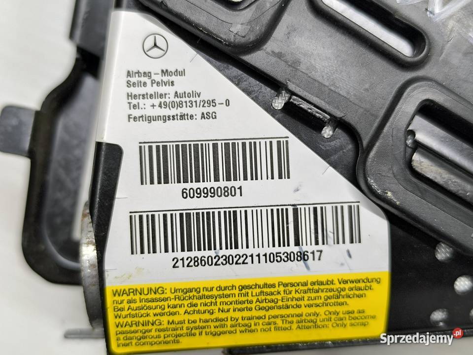 PODUSZKA FOTELA AIR BAG LEWA EKLASA W212