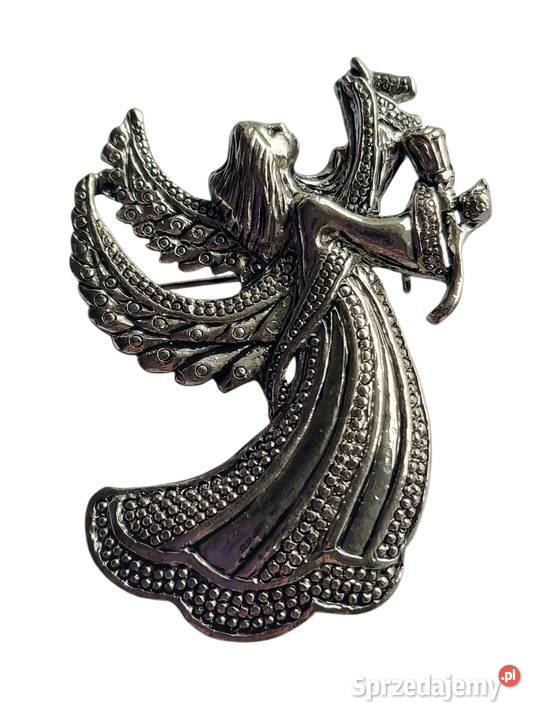 VINTAGE BROSZKA ANIOŁ RADOŚCI STYL GOTYCKI Zegarki i Biżuteria Częstochowa