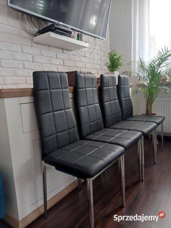 Zestaw 4 krzeseł do salonu szara ekoskóra Bielsk Podlaski