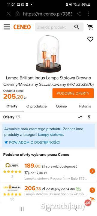 Lampa stołowa Brilliant Oświetlenie wielkopolskie Wola Podłężna