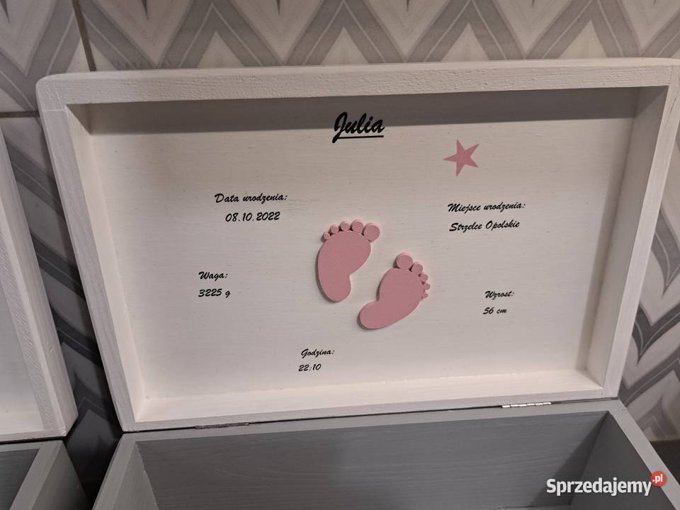 Kuferek wspomnień słonik dziewczynka z metryczka Kędzierzyn-Koźle