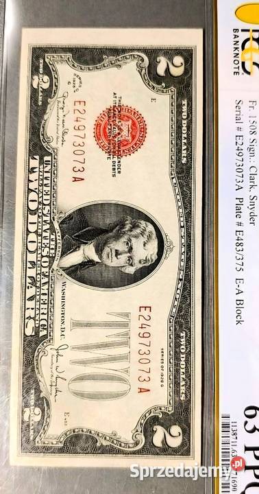 USA 2 Dolary 1928 r PCGS 63 PPQ WYSOKA NOTA Antyki, Sztuka, Kolekcje warmińsko-mazurskie Węgorzewo