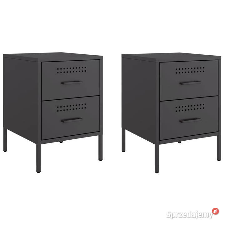 Szafki nocne 2 czarne 36x39x505 stal WM842923 Warszawa