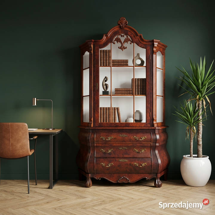 DREWNIANA WITRYNA 202 mahoń BIBLIOTEKA białe Kalisz