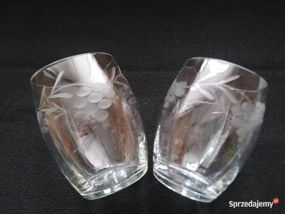 Dwie szlifowane szklanki PRL Łódź