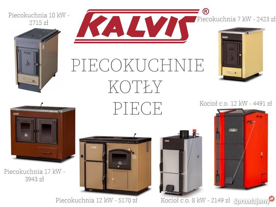 Piecokuchnia modele 7 kW do 17 kW KALVIS Białystok sprzedam