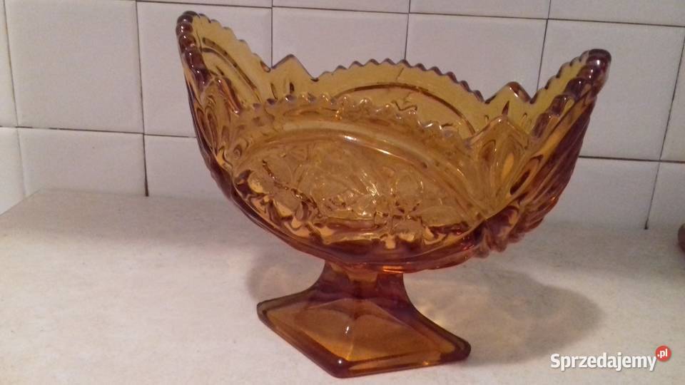 Owocarka szklana miodowa Vintage do sprzedania Kraków