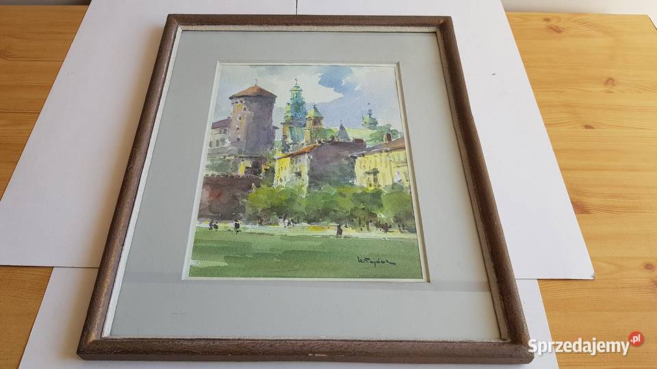 Akwarela szkłem Wawel syg Henryk Sajdak 19051995 Dąbrowa Górnicza