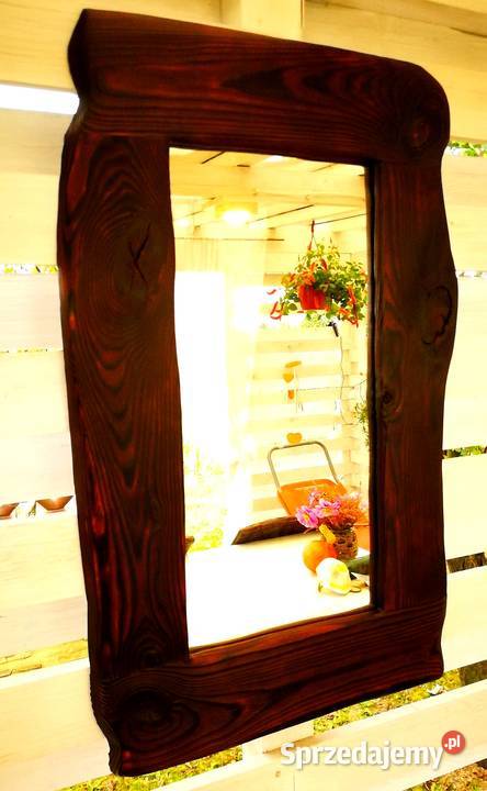 Lustro drewniane vintage opalone postarzone Radków sprzedam