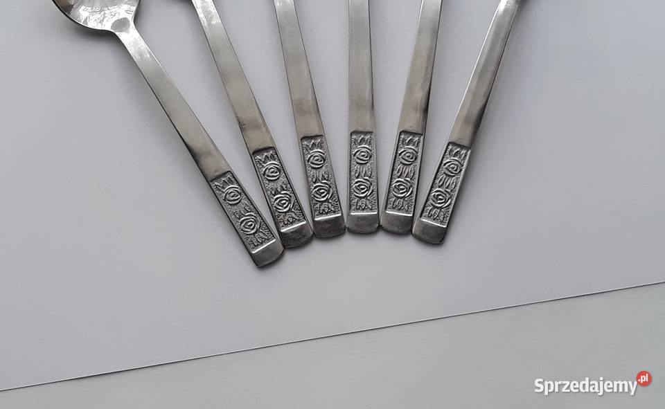 Łyżeczki do herbaty 1 RÓŻE Gerlach sztućce PRL śląskie Dąbrowa Górnicza