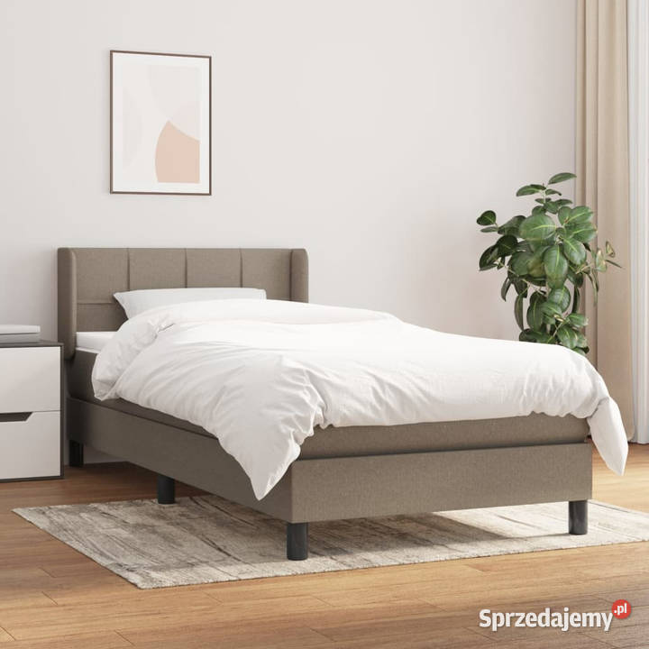 Łóżko kontynentalne z materacem taupe tkanina 93cm Warszawa