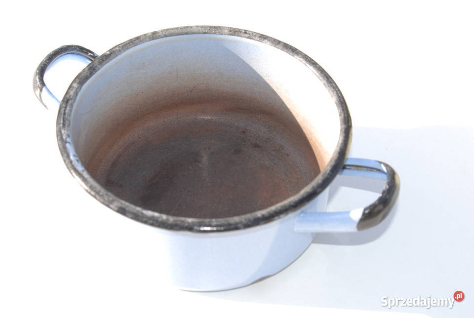 Stary metalowy garnka garnuszek emaliowany antyk Kolekcje Cieszyn
