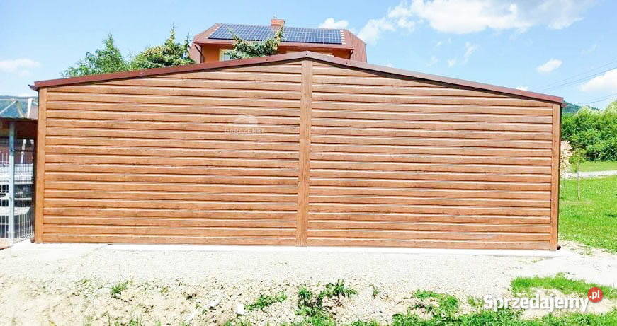 GARAŻ BLASZANY 7m x 7m WNĘKA DWUSPAD 2x BRAMA Łapanów