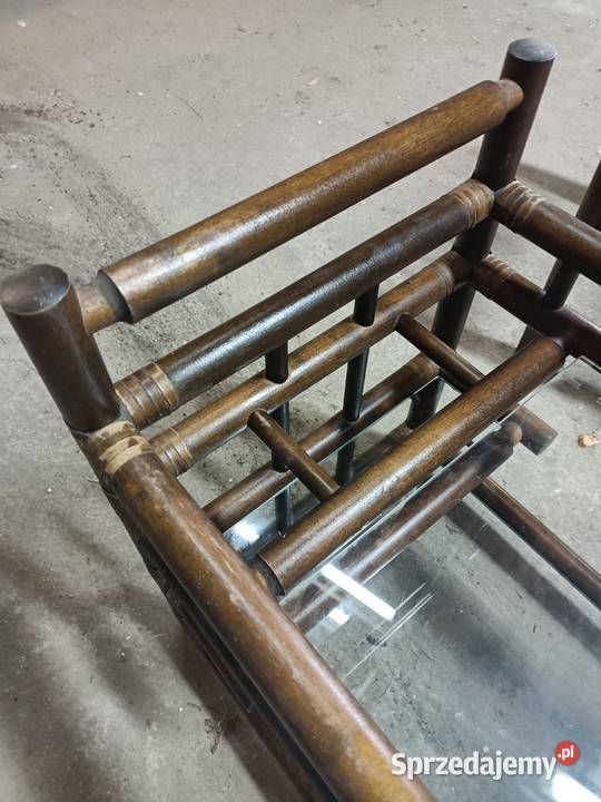 Stoliki kawowe rattanowe z szklanymi blatami