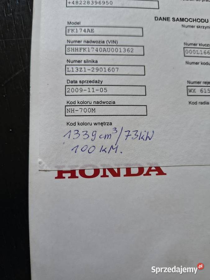 Honda Civic VIII Silnik L3Z 14 Benzyna 137 000 Silniki kompletne Silniki i osprzęt Otwock sprzedam
