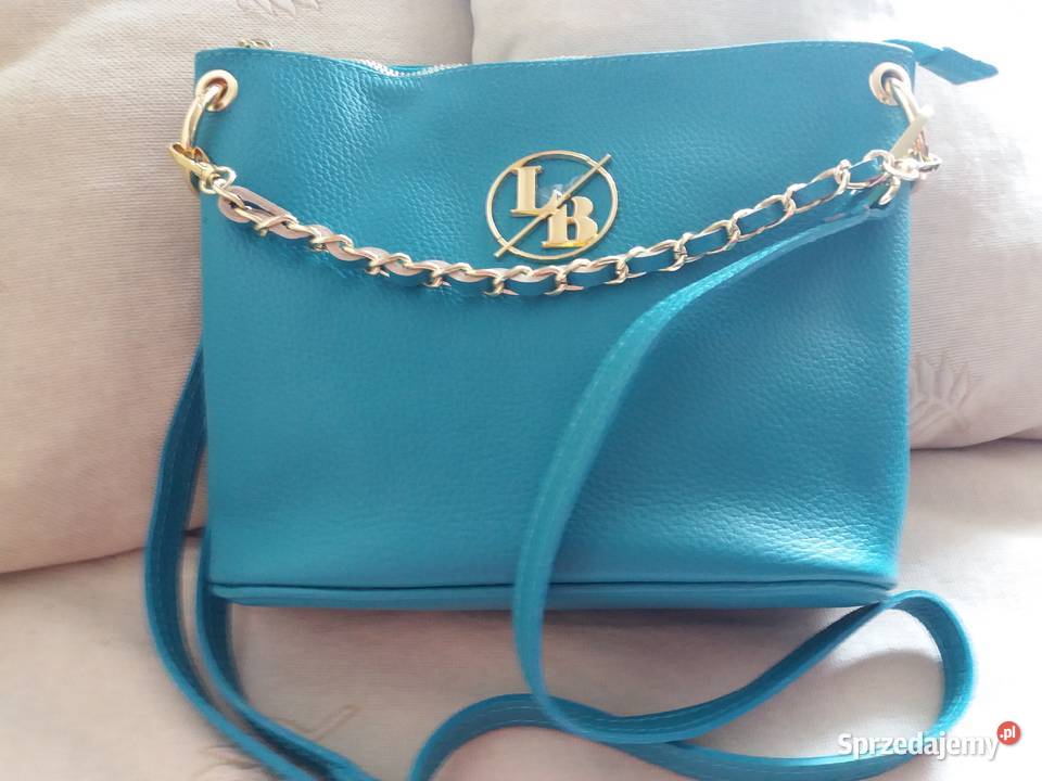 Elegancka torebka LB morski turkus jasna limonka 29cm podlaskie Białystok