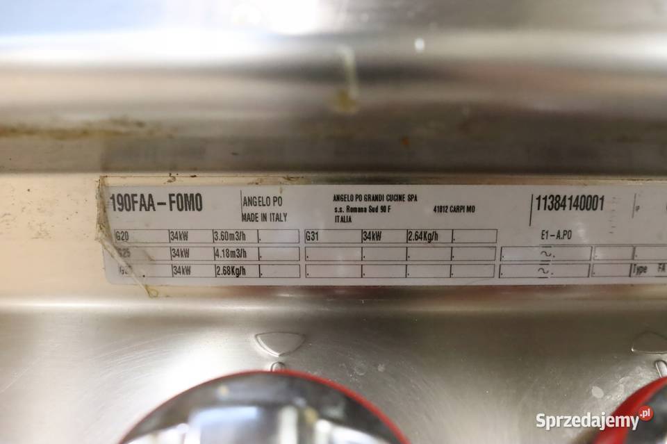 Kuchnia gaz 4 palniki Angelo 190FAAFOMO 34 kW Góra