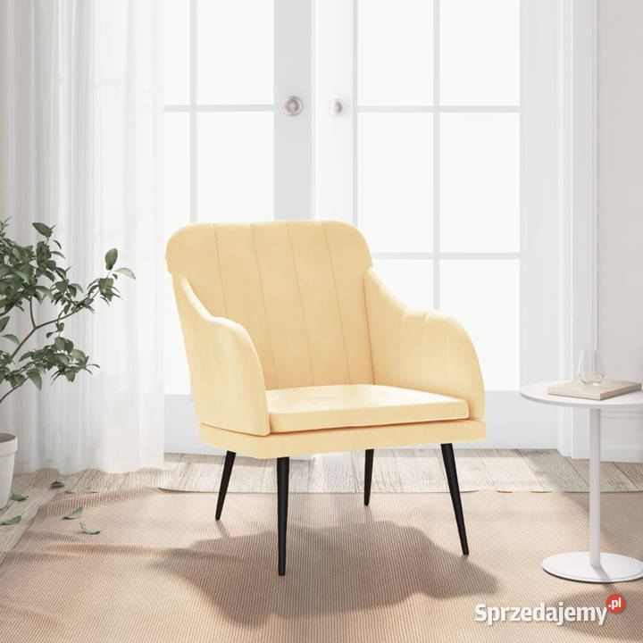 Fotel kremowy 63x76x80 obity aksamitem WM351462 Warszawa