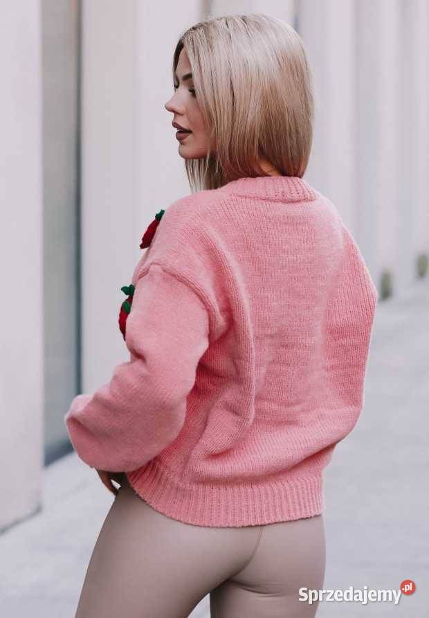 Krótki Kardigan Z Kwiatkami Blossom Różowy Nowy Kawęczyn