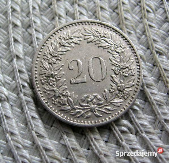 Szwajcaria 20 Rapenów 1971r Numizmatyka Kalisz